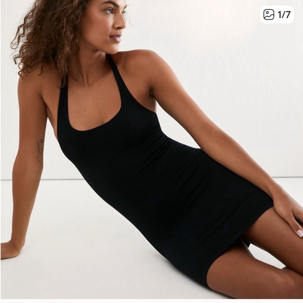 NWT Free People Everyday Scooped Seamless Slip Dress - black
